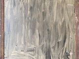 an oil painting of a painting of a forest with trees in the background