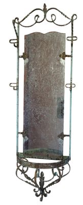 VESTIAIRE en fer forgé foncé de glace, début XXe.