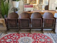Rare banc de cinéma 4 places vintage année 20 en bois et rep… (photo 2)