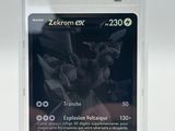 a close up of a card in a plastic case on a white surface