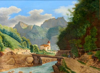 Ecole du XIXème siècle "Paysage montagneur animé" - Photo 1