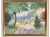 une image représentant un tableau où l'on voit une femme marchant sur un sentier