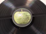 an apple on a black vinyl record with a label on it