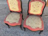 pair of antique chairs with red upholstered upholstered seats