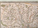 an old map of a river with a lot of boats on it