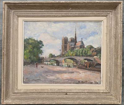une image représentant une peinture d'une rue de ville avec une église en arrière-plan