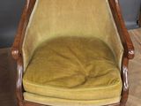 an image of a yellow chair sitting on top of a hard wood floor