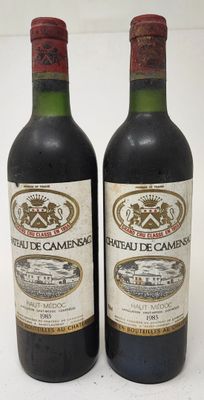 2 bouteilles Château DE CAMENSAC, 5° cru Haut-Médoc 1983 (es…