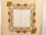 a picture of a picture of a white cloth with a gold border