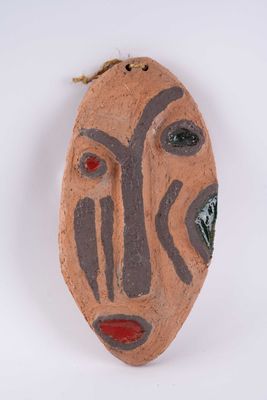 Alain GIREL (1945-2001), Masque, terre cuite émaillée et ave…