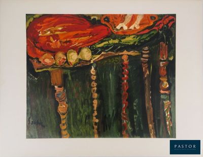 une photo d'un tableau représentant une table et des chaises