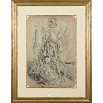 un dessin au crayon représentant un homme avec un chapeau et un pistolet