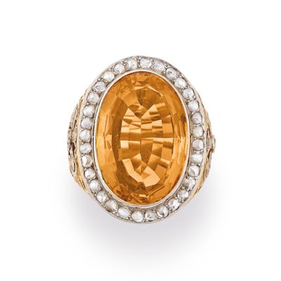 a citrine and diamond ring, by van cleef