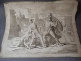 une vieille photo représentant un tableau où l'on voit une femme être soulevée du sol