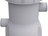 a white fire hydrant with a grey top