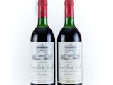 deux bouteilles de vin rouge posées l'une à côté de l'autre sur une surface blanche