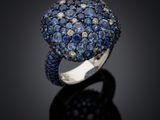 a blue sapphire and diamond cocktail ring
