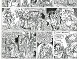 une page d'une bande dessinée représentant une sorcière et d'autres personnages