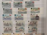 a picture of a fridge with a lot of stamps on it