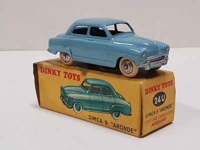 a blue toy car sitting on top of a box