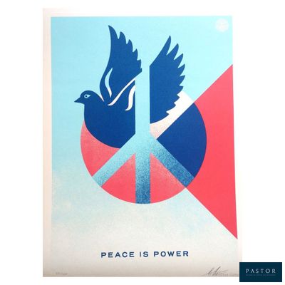 une image représentant une affiche sur laquelle figurent un symbole de la paix et une colombe