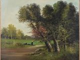 an image of a painting of a country road in the country
