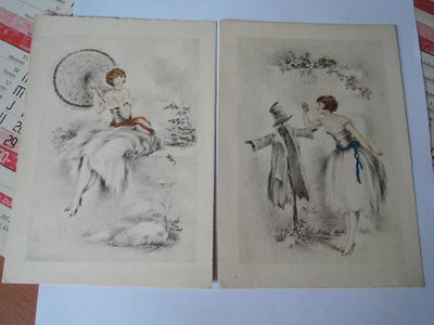 Deux Cartes Postales Illustrateur Attribuees A Louis IC…