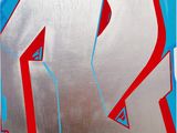 painting of the letter d in red, white, and blue on a white background