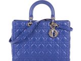Sac cabas Lady Dior moyen en cuir matelassé bleu Christian Dior