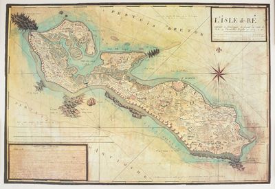 une vieille carte de l'île de Jersey, au milieu de l'Atlantique
