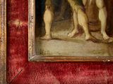 an image of a painting of a man and a dog in a room