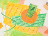 dessin représentant un panier de carottes surmonté d'une tige verte