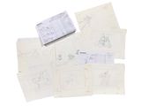 a lot of drawings on a white surface
