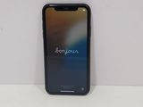 a close up of a black iphone with a blurry screen