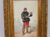 a painting of a man in a military uniform holding a rifle