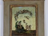 painting of a painting of a group of angels on a wall
