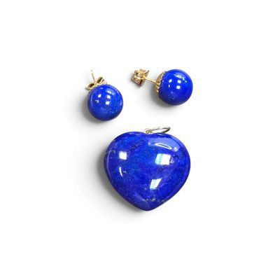 lapis heart pendant and earring set