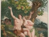 une image représentant un tableau où figurent deux hommes nus dans un environnement boisé
