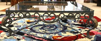 Importante Table Basse EN Fer ForgÉ DE Forme CarrÉE, ÉPoque …