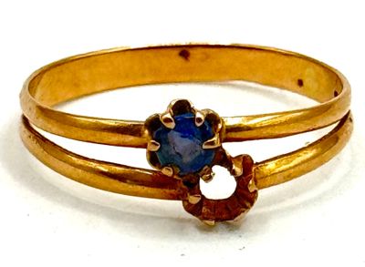 Bague toi et moi en or jaune 18k/ 750 ml ornée d'un saphir m…