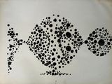 a black and white drawing of a fish made out of dots