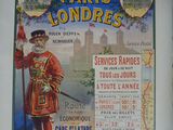 affiche représentant un homme vêtu d'un manteau rouge, tenant une canne et une carte