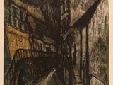 an image of a black and white drawing of a street