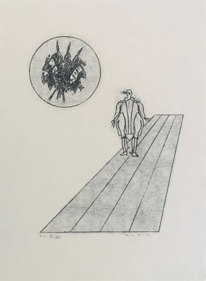 MAX ERNST (1891-1976) « Au fond d'un grand couloir désert »