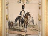 a picture of a painting of a man on a horse