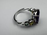 sterling silver ring with amethorate, citrine, and green tourmaline