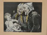 a picture of an old man and woman with a baby