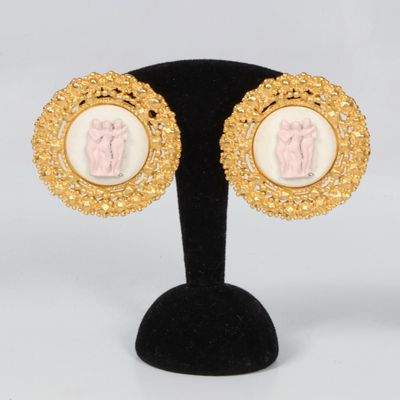 KARL LAGERFELD Paire de clips d'oreilles en métal doré, cent…