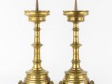 pair of antique brass candlesticks