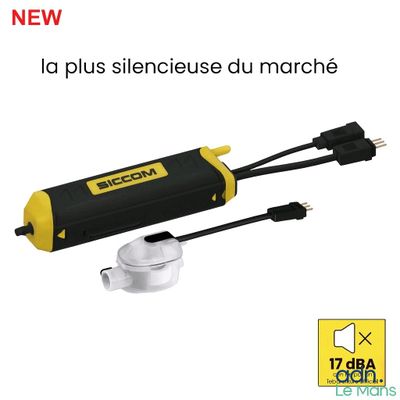 un gros plan d'un appareil noir et jaune muni de fils